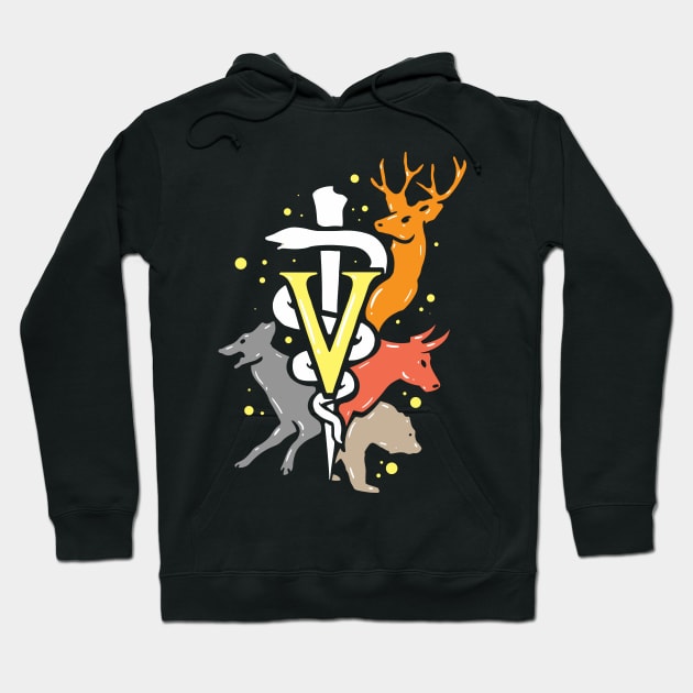 Vet Tech Symbol with Animals Hoodie by maxdax